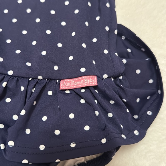Jojo Maman Bebe Navy Blue Polka-dot bathing suit by suit w swim diaper - Picture 2 of 5
